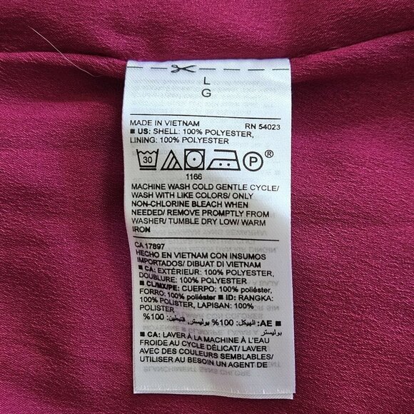 Old Navy Faux Wrap Dress Women L Wine LS Midi Lined Ruffles Dainty Floral Boho - Picture 14 of 16